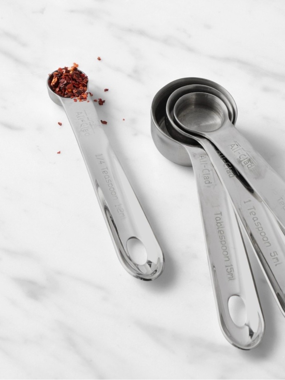 All Clad Stainless Steel Measuring Spoon Set - Silver